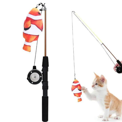 Retractable Cat Toy Fishing Pole for Indoor and Outdoor Play