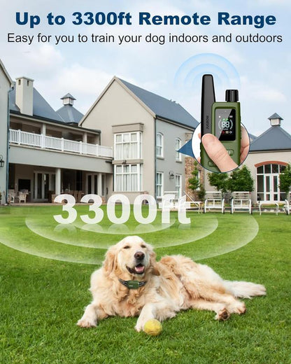 JUGBOW Dog Training Collar 3300FT Dog Training Behavior Aid, Remote IPX7 Waterproof with 4 Training Modes, Rechargeable E-Collar for All Breeds DT61