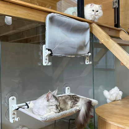 Cat Sunbathing Perch,Glow in the Dark,Large Cat Window Bed,Cordless Cat Window Hammock with Hook Design Double-Sided Fabric Cover, Foldable Window Seat