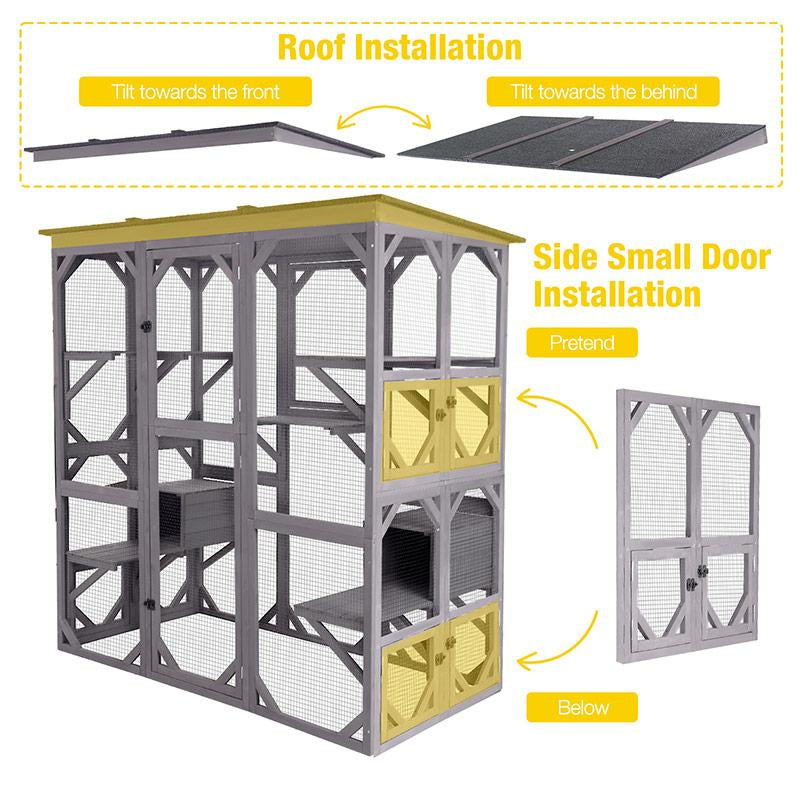 Aivituvin-Air37 Walk-In Extra Large Outdoor Cat Enclosure Connected to House