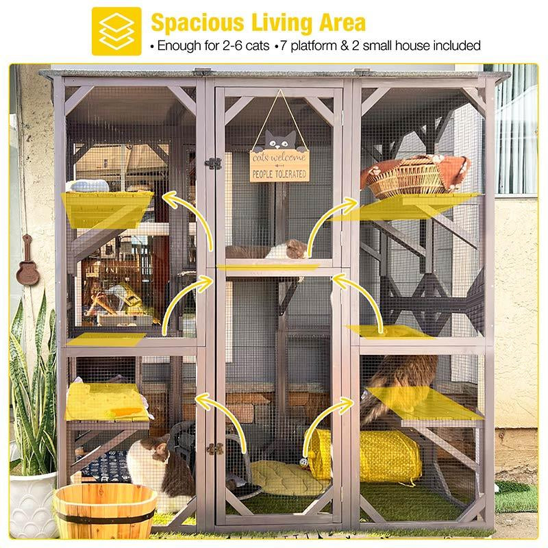 Aivituvin-Air37 Walk-In Extra Large Outdoor Cat Enclosure Connected to House