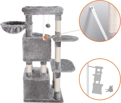 Cat Tree, Cat Tower, Scratching Posts, 47.2 Inches, Light Gray UPCT80W