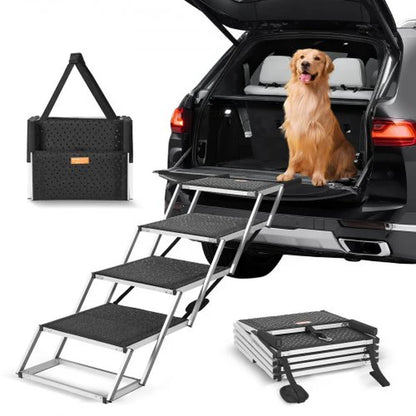 VEVOR Dog Stair for Cars 4-Step Folding Dog Steps Aluminum Loads up to 250 Lbs