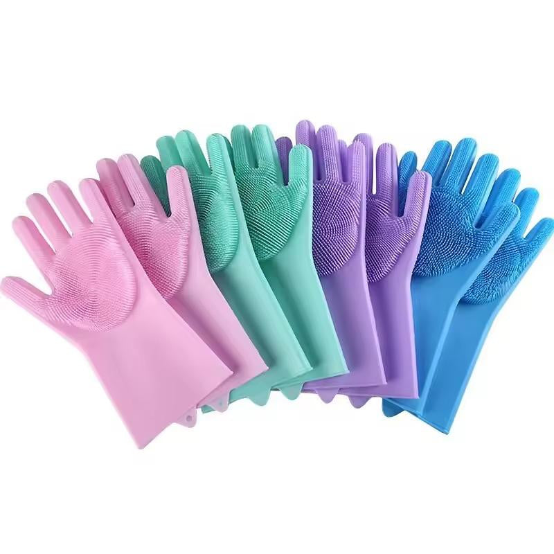 Whiskerspal Pet Grooming Gloves Dog Cat Bathing Cleaning Glove Shampoo Scrubber Clean Soft Silicone Hair Removal Glove Hand Skin Protection