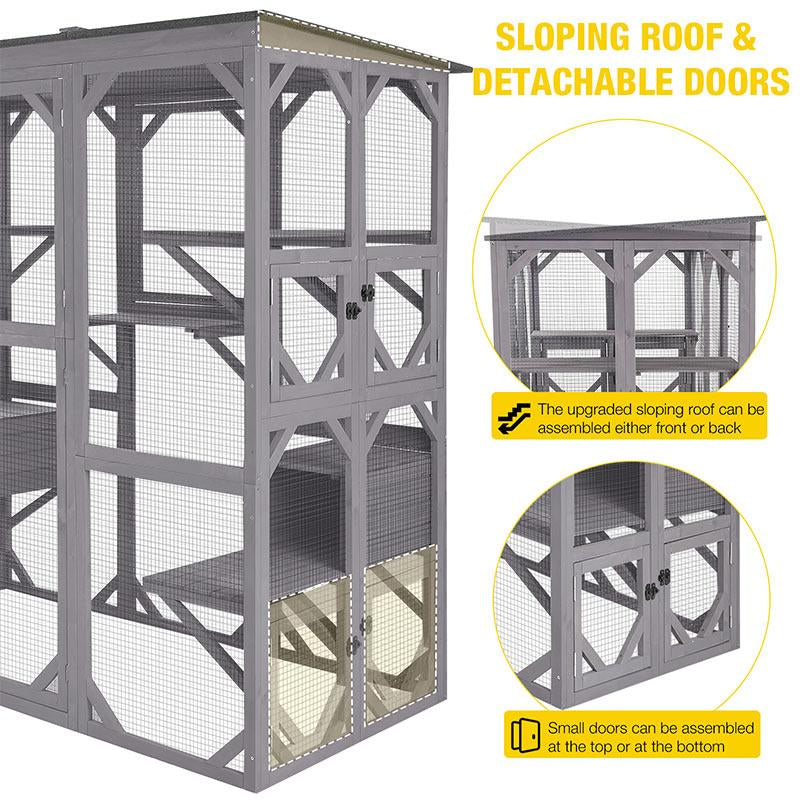 Aivituvin-Air37 Walk-In Extra Large Outdoor Cat Enclosure Connected to House