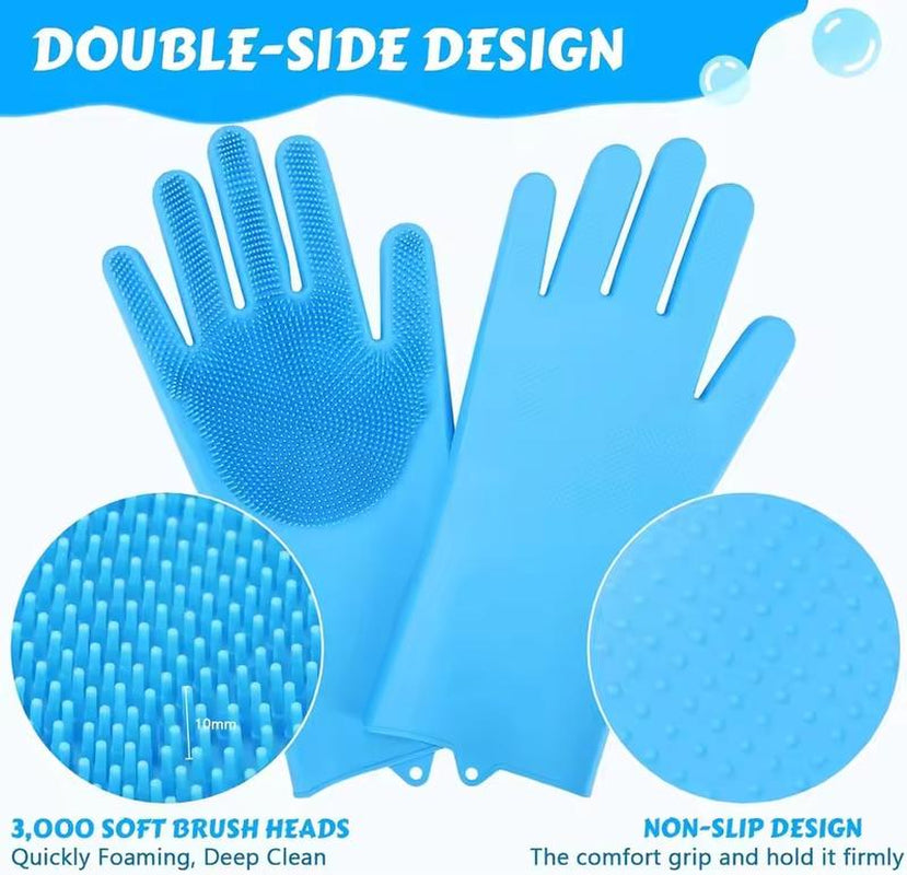 Whiskerspal Pet Grooming Gloves Dog Cat Bathing Cleaning Glove Shampoo Scrubber Clean Soft Silicone Hair Removal Glove Hand Skin Protection