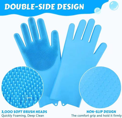 Whiskerspal Pet Grooming Gloves Dog Cat Bathing Cleaning Glove Shampoo Scrubber Clean Soft Silicone Hair Removal Glove Hand Skin Protection