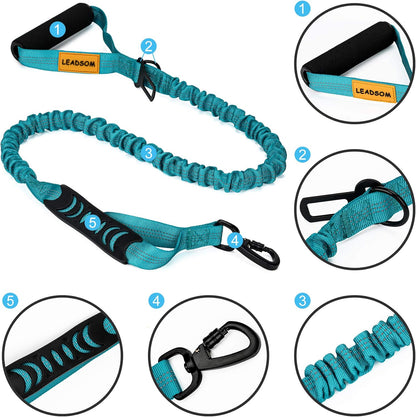 6FT Highly Reflective Heavy Duty Elastic Bungee Medium and Large Dog Leash Shock Absorbing with Comfortable Padded Handle and Traffic Handle Suitable for Training