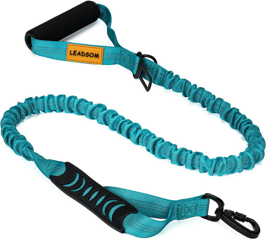 6FT Highly Reflective Heavy Duty Elastic Bungee Medium and Large Dog Leash Shock Absorbing with Comfortable Padded Handle and Traffic Handle Suitable for Training