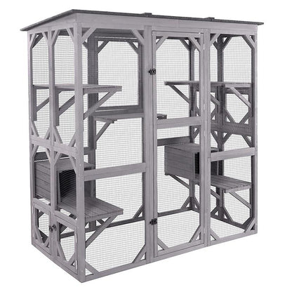 Aivituvin-Air37 Walk-In Extra Large Outdoor Cat Enclosure Connected to House